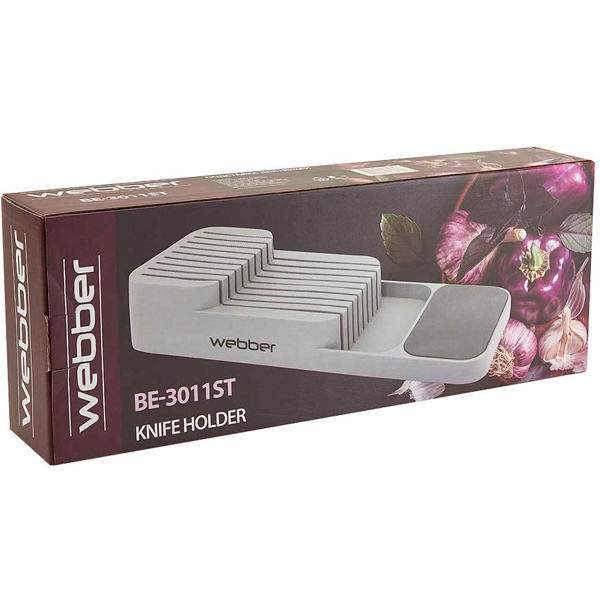 Подставка д/ножей 13,7*39,5*7,5см пластик черный мрамор BE-3011ST /12шт/Webber