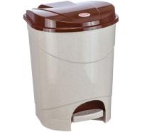 Контейнер для мусора с педалью 19л бежевый мрамор М2892