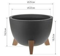 Кашпо ФЛОРИАН D250 4,2л графитовый с вставкой М3186 /5шт/М-пласт 