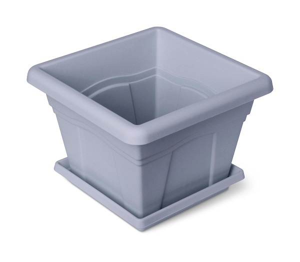 Кашпо Квадро 8,1л серый с под. 28см С164 /12шт/Мартика