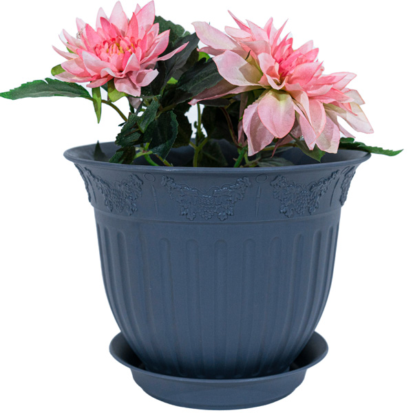 Цветочный горшок Виноград 1,6л антрацит с поддоном 5PL0140 