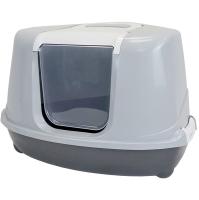 Туалет бокс д/кошек ZooM угловой 57*46*37см темно-серый низ/светло-серый верх/2937/Дарэлл