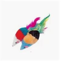 Игрушка для кошек Мышь с пером 9см 6шт