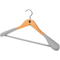 Вешалка деревянная флокированная с широкими плечами 107884 /50шт/Leonord