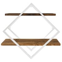 Подставка (каркас) ЛОФТ настенная на 2 полки РОМБ 51-03 белая 56*23*56см РЗДИ