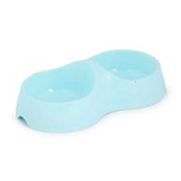 Миска двойная пластик 0,2л Мур мяу голубая