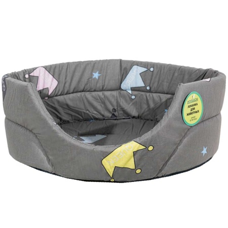 Лежанка овальная стеганая поролоновая хлопок Короны МИКС 52*46*20см/DONBARON