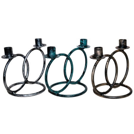 ДЕКОР Подсвечник Кольцо 2 свечи антик серебро РЗДИ/1шт