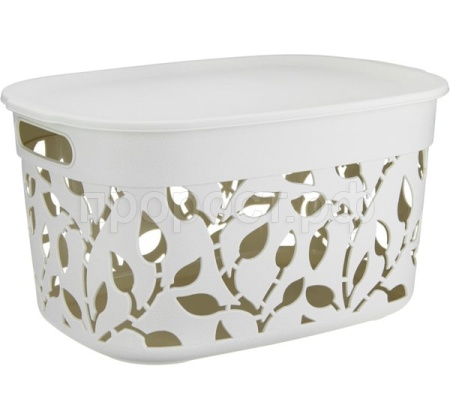 Коробка д/хранения ФЛОРА 12л белый ротанг с крышкой М2363 /6шт/М-пласт 