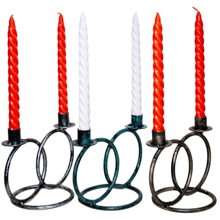 ДЕКОР Подсвечник Кольцо 2 свечи антик серебро РЗДИ/1шт