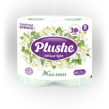 Туалетная бумага 3 слоя "Plushe Deluxe Light" 8рулонов*15м Жасмин Арома