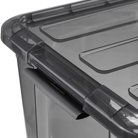 Ящик КИП с крышкой 30л 58x38,5x18,5см черно-прозрачный М2338 /5шт/М-пласт