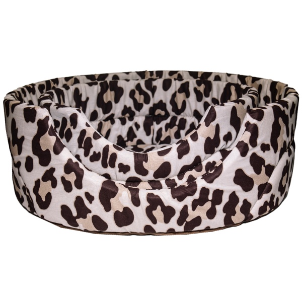 Лежанка овальная стеганая поролоновая САФАРИ ЛЕОПАРД 42*34*18см/DONBARON